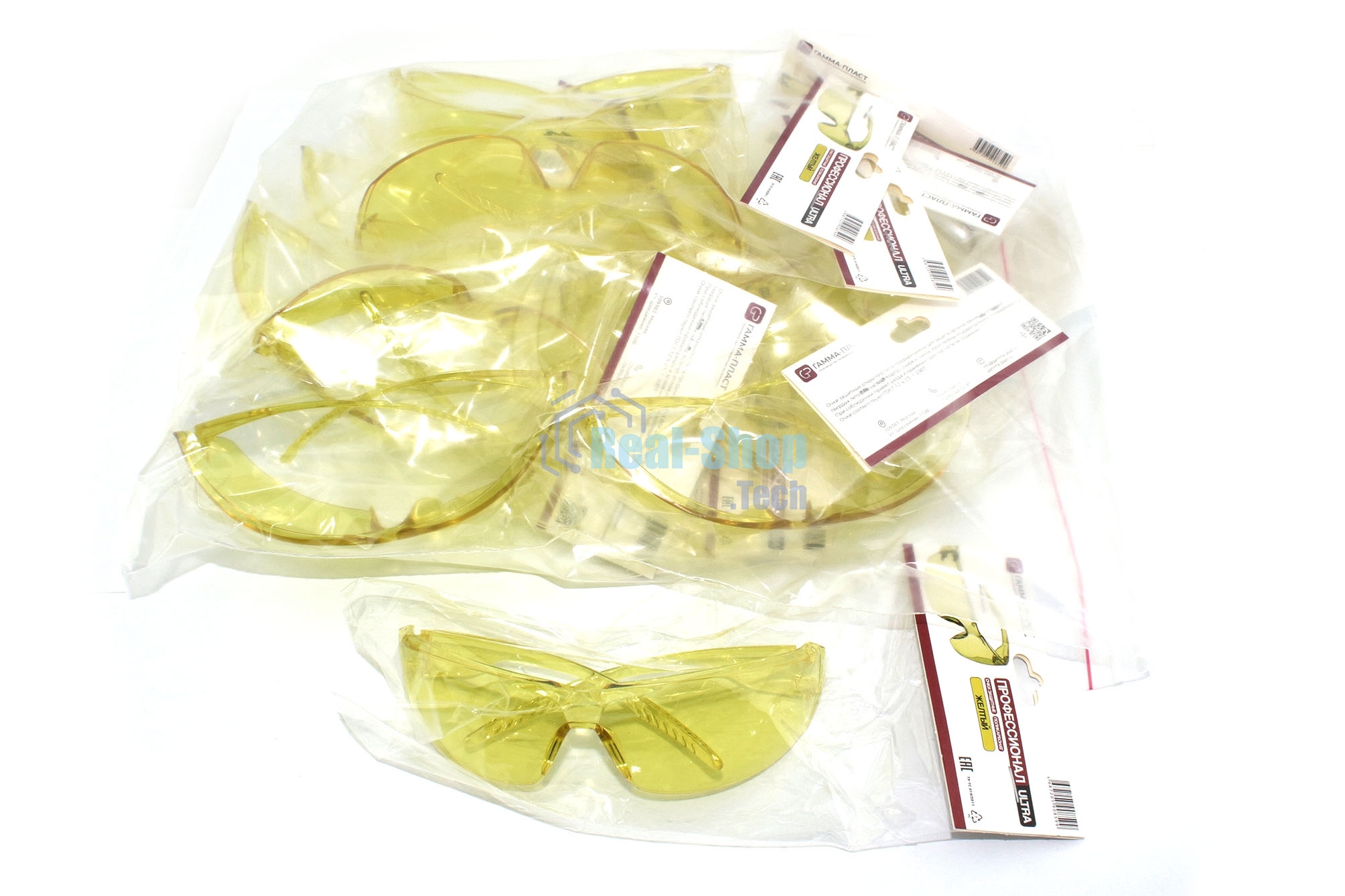 Очки защитные ПРОФЕССИОНАЛ ULTRA желтые 10 шт