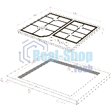 Газовая варочная панель MONSHER, газ, High-Tech, 58 см, автоматический электроподжиг, газ-контроль, форсунки под сжиженый газ, SABAF конфорки, чугунные решетки, черный
