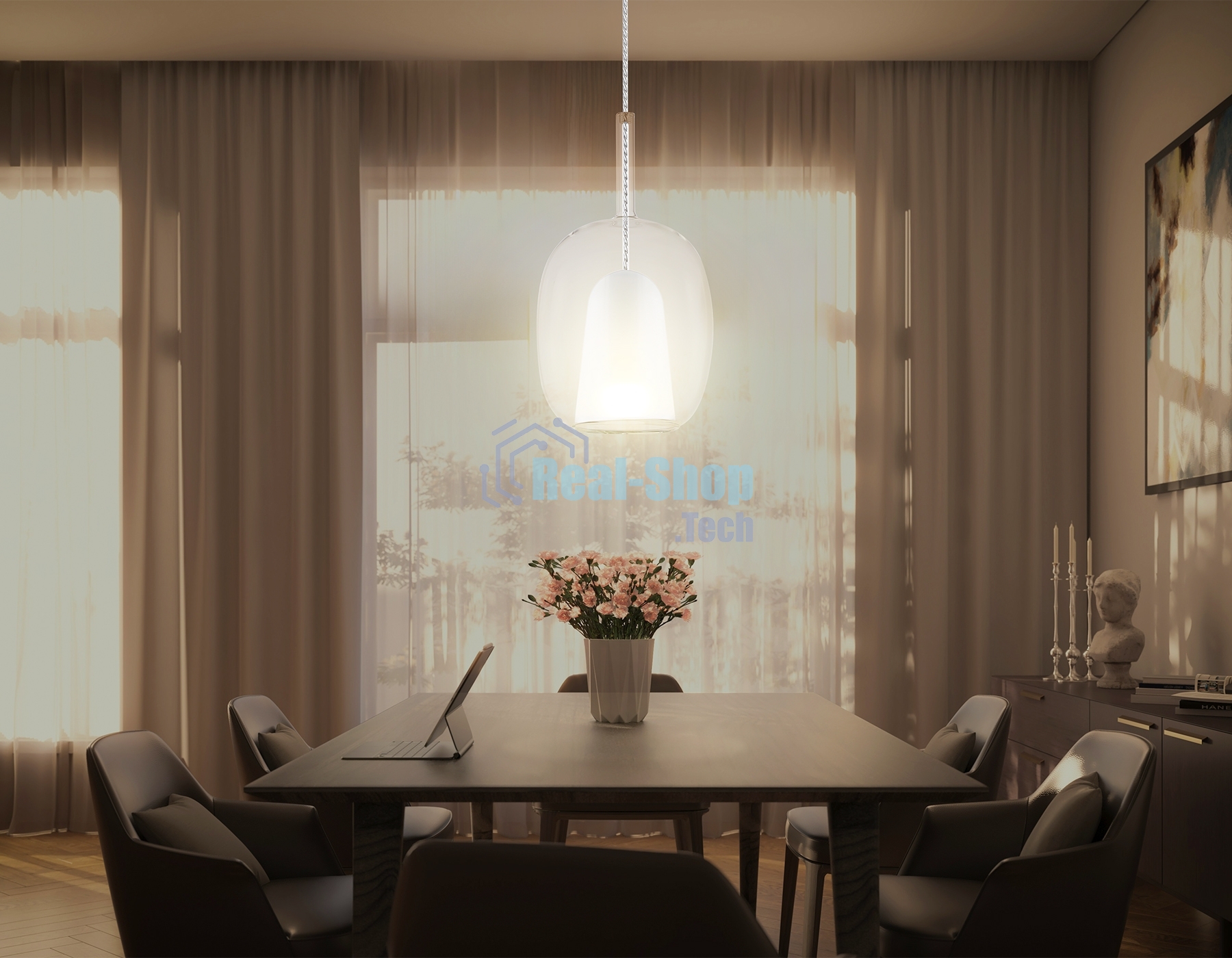 Подвесной светильник Ambrella light LH11121 BK/WH/CL черный/белый/прозрачный E27 max 60W D175*310