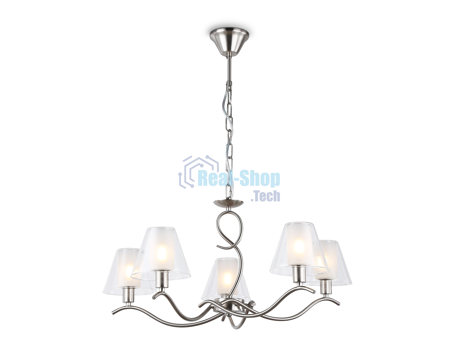 Люстра Ambrella light LH57081/5 SN/FR никель/белый матовый E14/5 max 40W D690*790