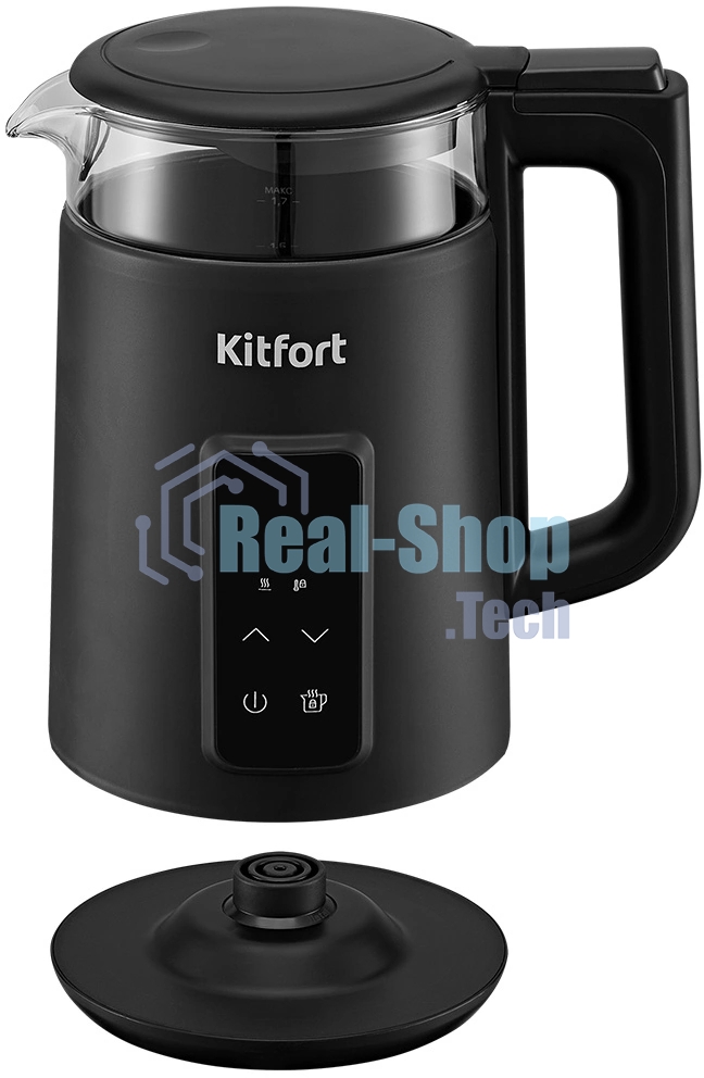 Чайник электрический Kitfort КТ-6714 1.7л. 2200Вт черный корпус: стекло/металл/пластик