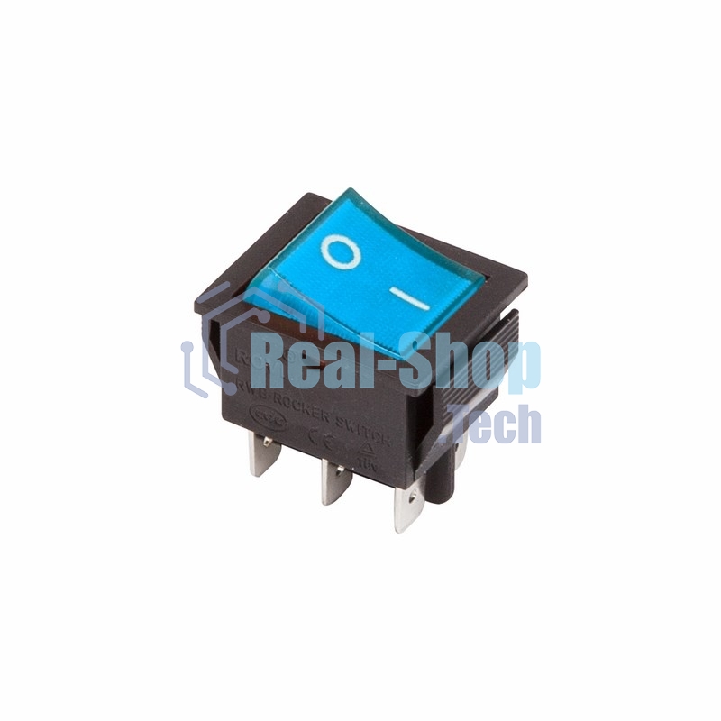 Выключатель клавишный Rexant 250V 15А (6с) ON-ON синий с подсветкой