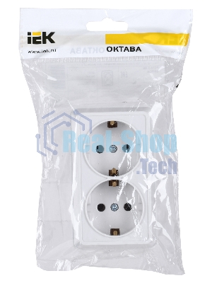 Розетка IEK ERO21-K01-16-DC РС22-3-ОБ 2местн. с з/к 16А откр.уст. ОКТАВА (белый)