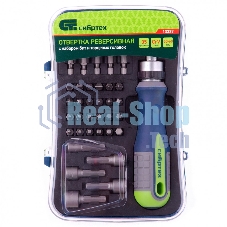 Отвертка реверсивная Сибртех с набором бит и торцевыми головками 35 шт., CrV