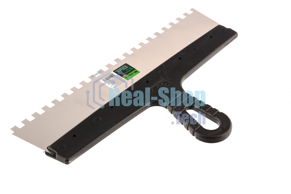 Шпатель из нержавеющей стали Сибртех 350 мм, зуб 8х8 мм, пластмассовая ручка