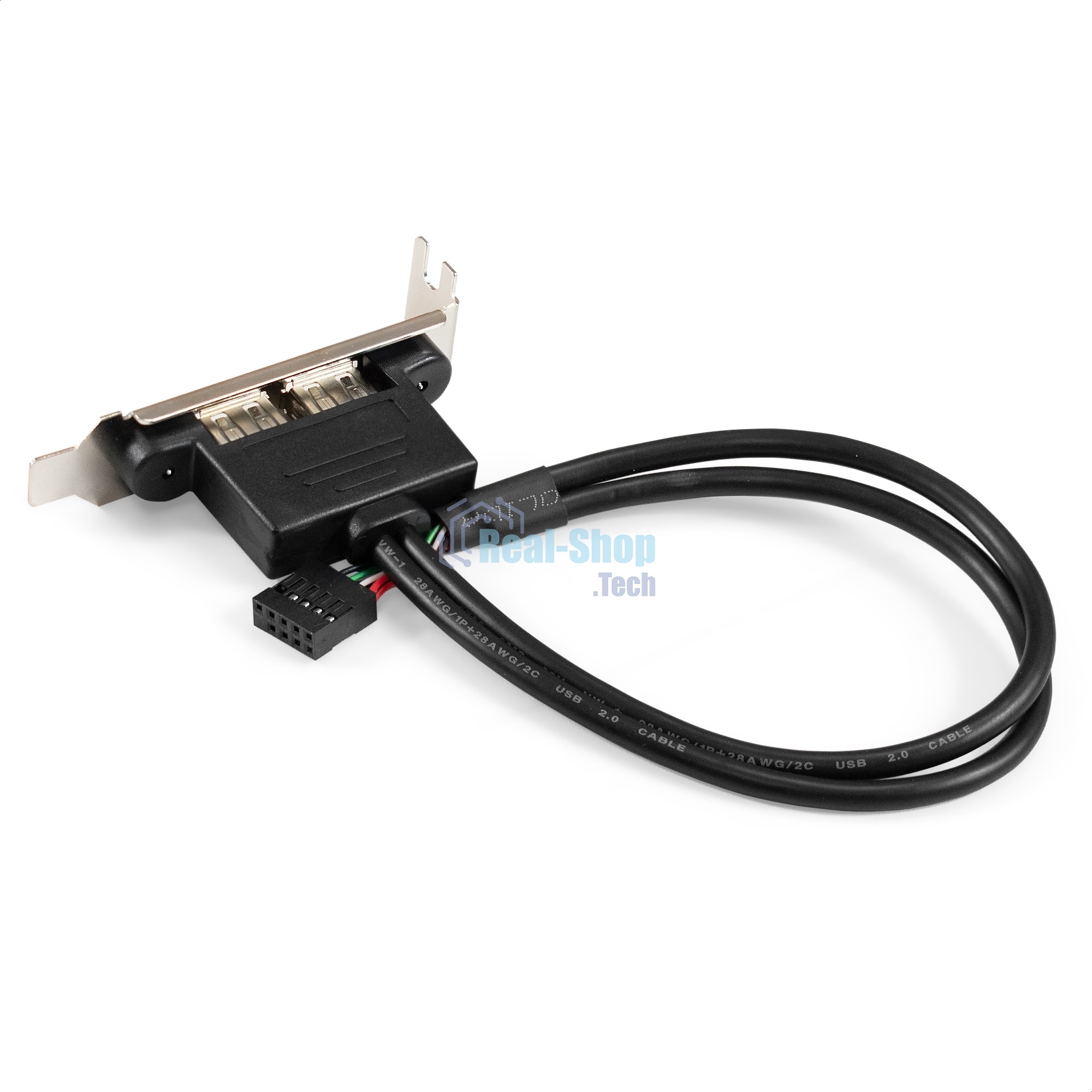 Планка портов в корпус 2xUSB 2.0 ExeGate BrctUSB2-2A-LP (USB 2.0 9pin (IDC 9pin F) --> 2x USB 2.0 Af, кабель 20 см, Low Profile)