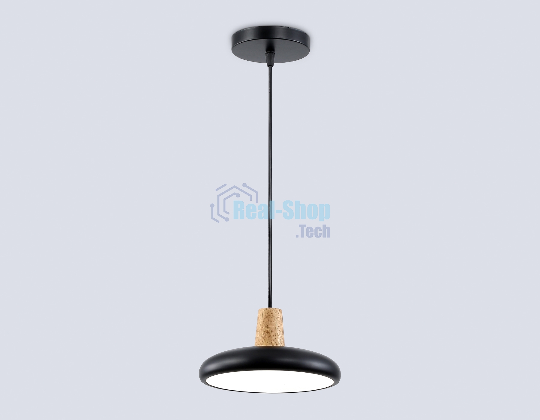 Светильник Ambrella light FL4839 BK/WD черный/дерево 24W 3000-6000K D200*800 (без ПДУ)