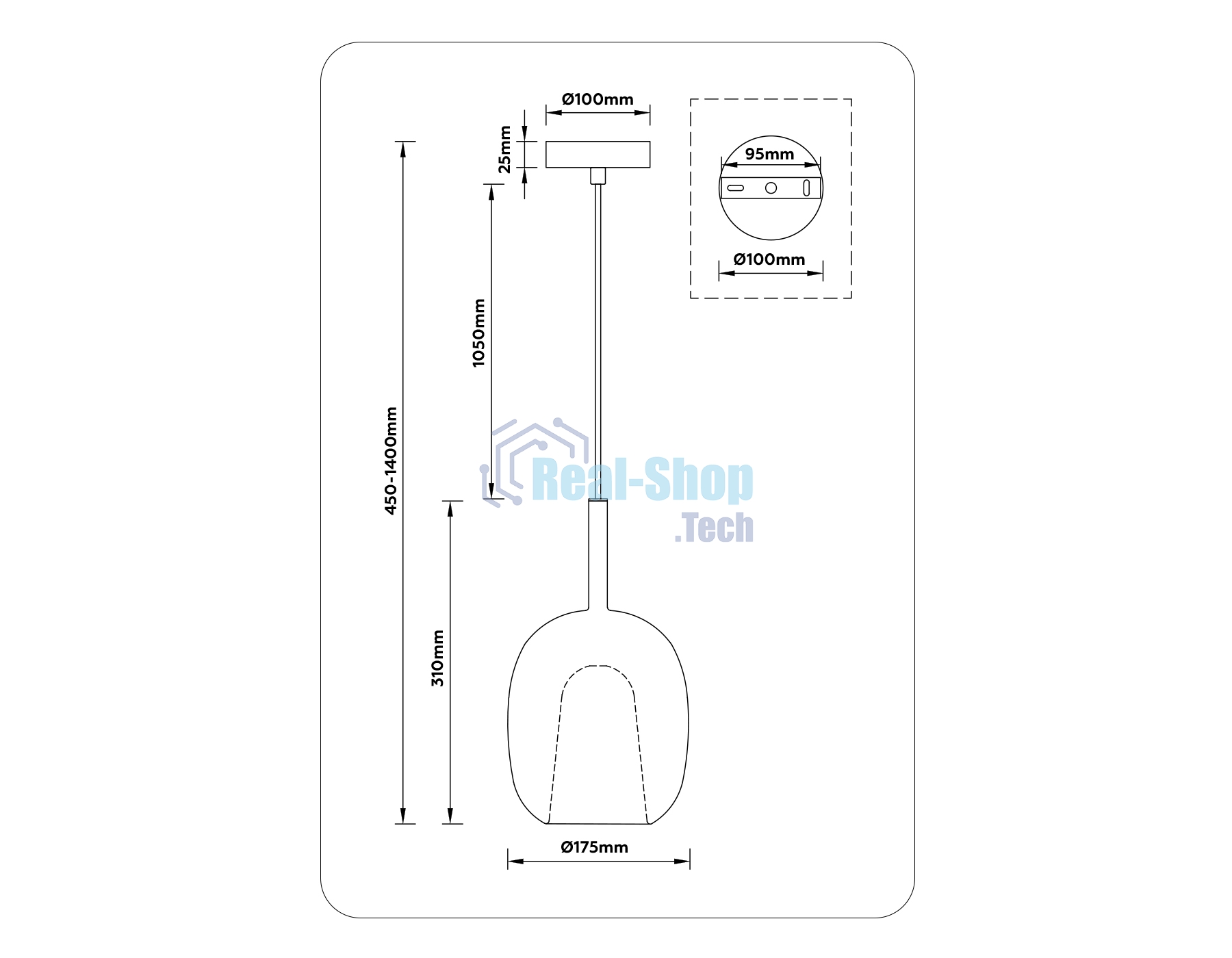 Подвесной светильник Ambrella light LH11121 BK/WH/CL черный/белый/прозрачный E27 max 60W D175*310
