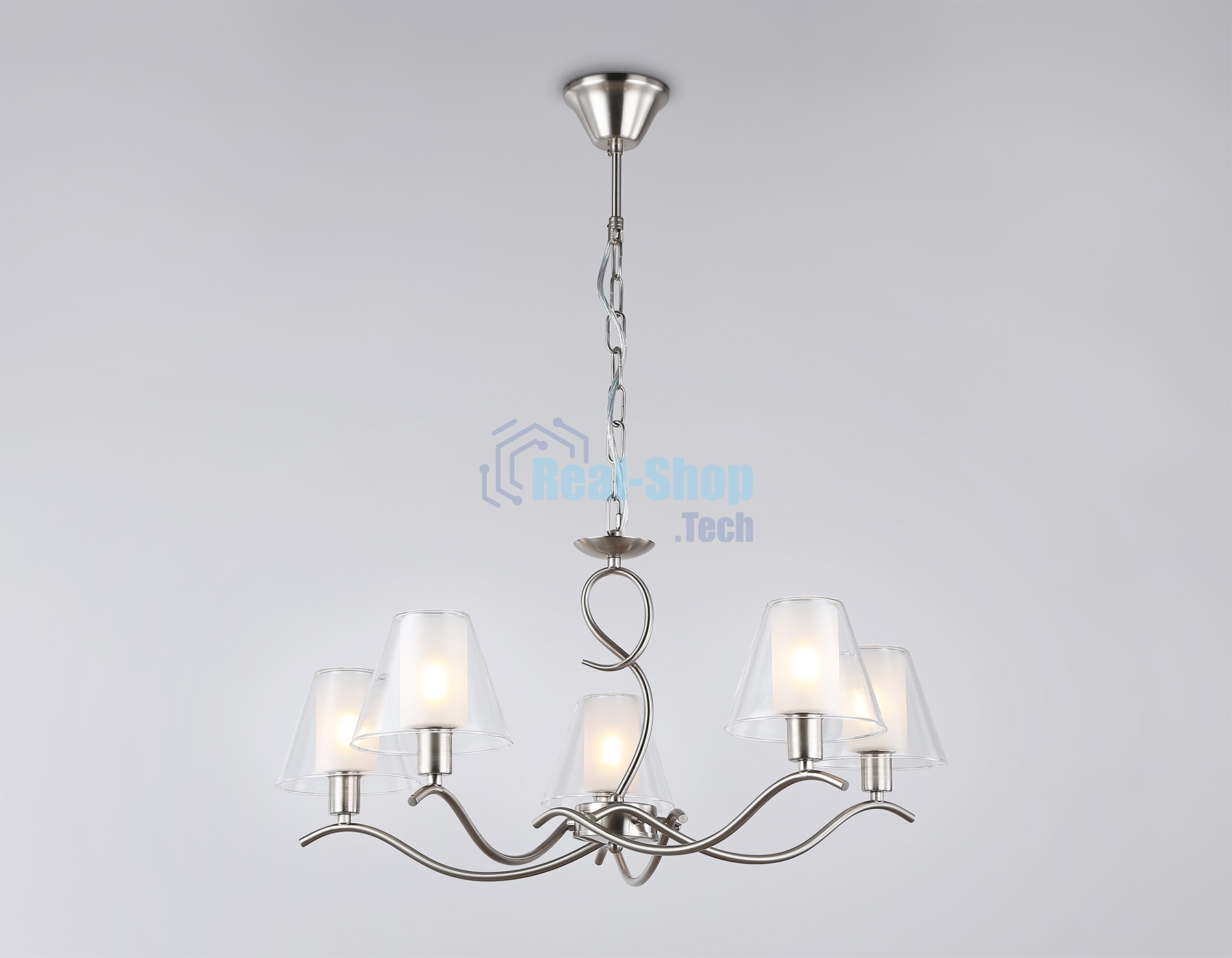 Люстра Ambrella light LH57081/5 SN/FR никель/белый матовый E14/5 max 40W D690*790