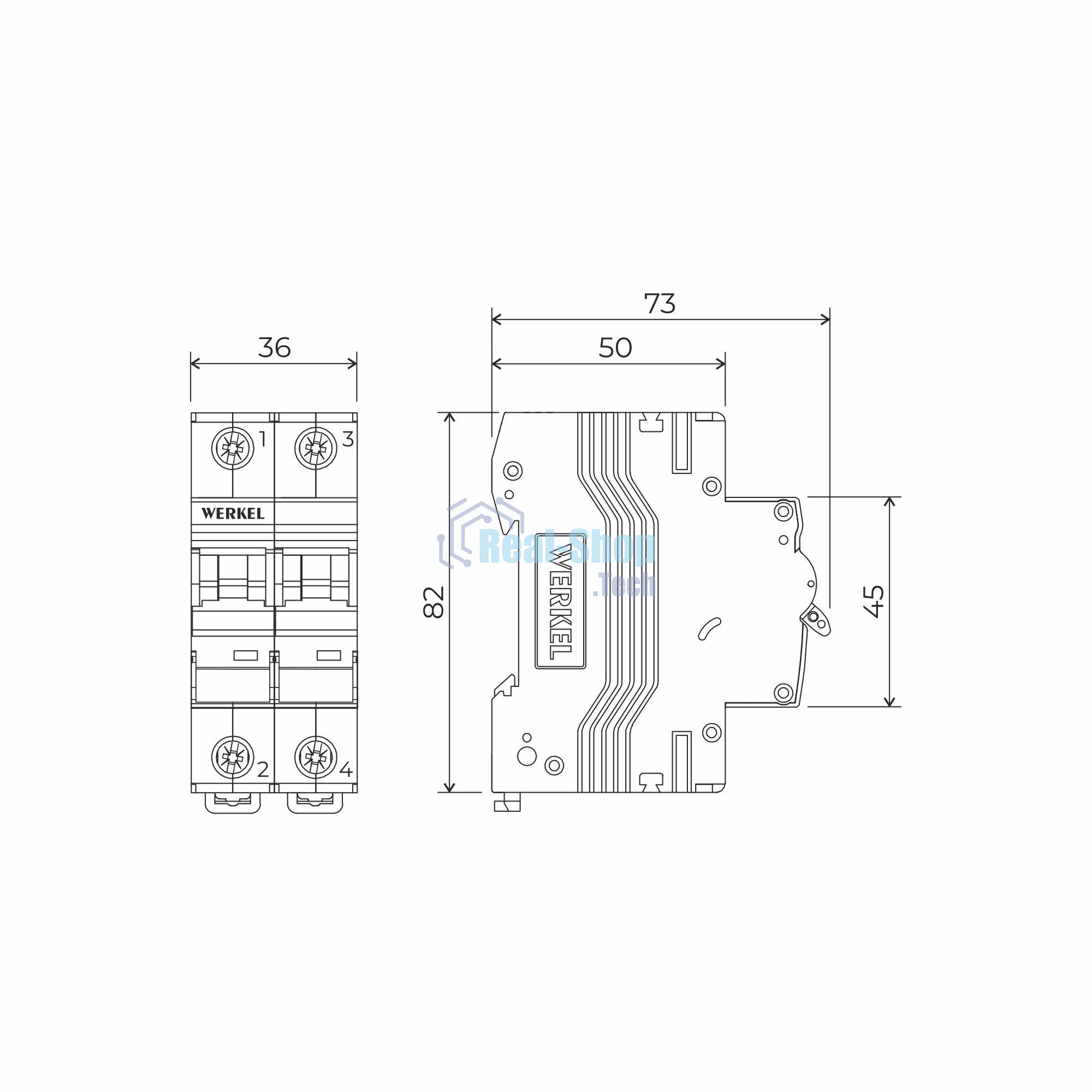 Автоматический выключатель Werkel 2P  25 A  C  6 кА W902P256