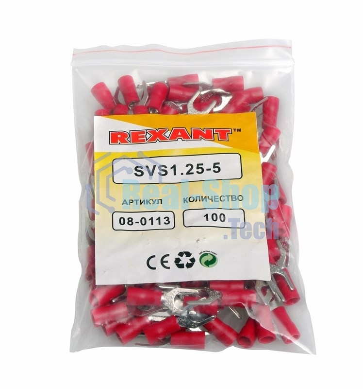 Наконечник вилочный изолированный Rexant 5.3 мм 0.5-1.5 мм² (НВи 1.5-5/НВи 1,25-5) красный