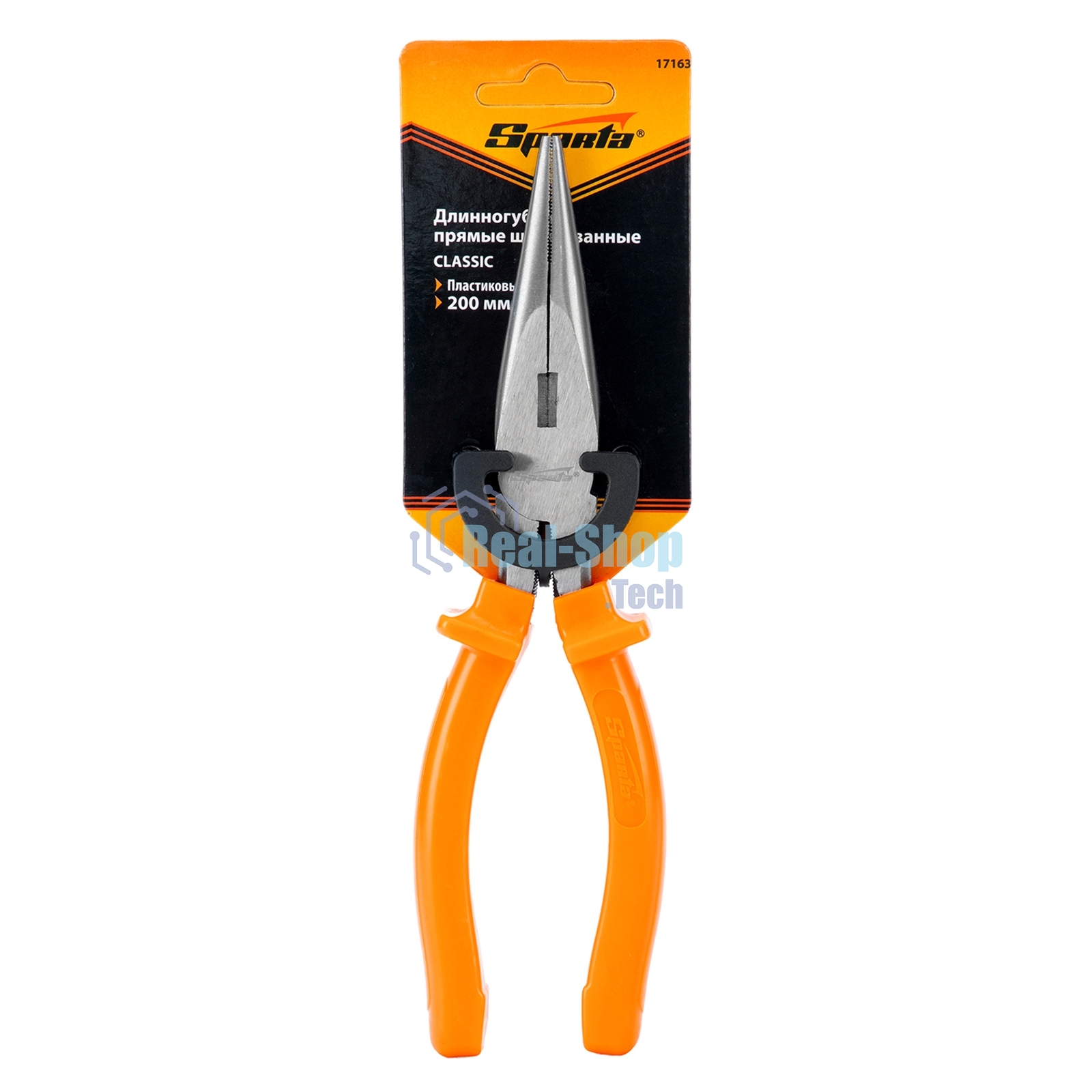 Длинногубцы Sparta Classic, 200 мм, прямые шлифованные, пластмассовые рукоятки