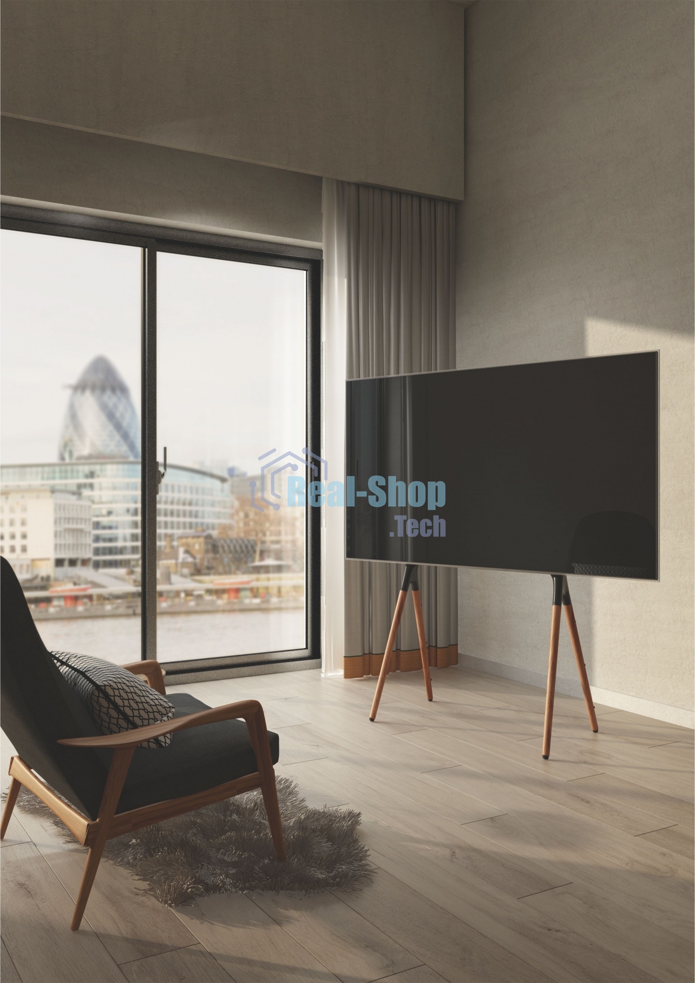 Подставка для телевизора Cactus CS-ST1247BKWN черный/орех 49