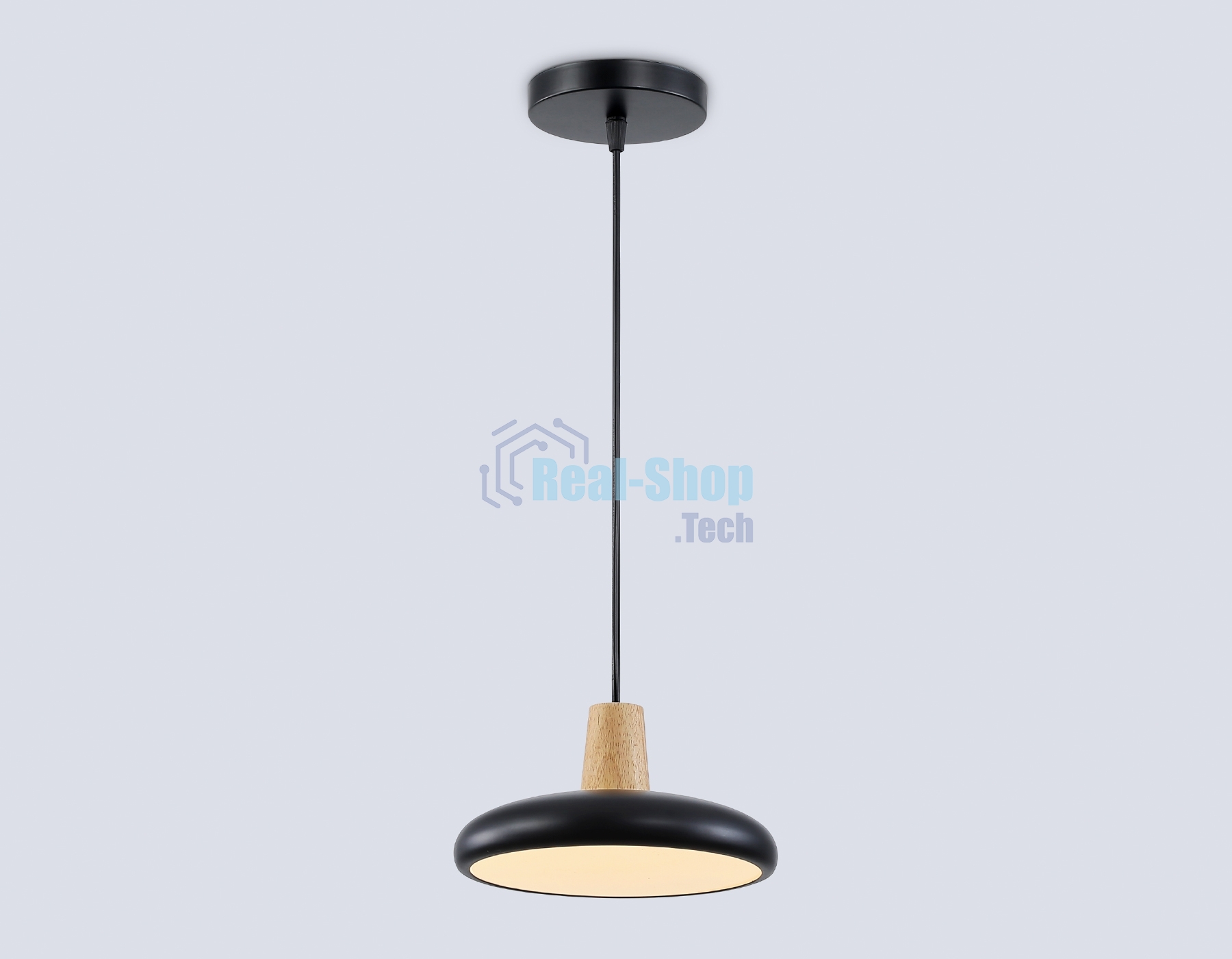 Светильник Ambrella light FL4839 BK/WD черный/дерево 24W 3000-6000K D200*800 (без ПДУ)