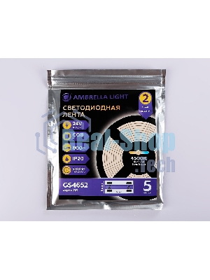 Светодиодная лента Ambrella light GS4652 COB 320Led/ 10W m/ 24V IP20 4500K/ 5000*8*1.54mm (2 конт.)