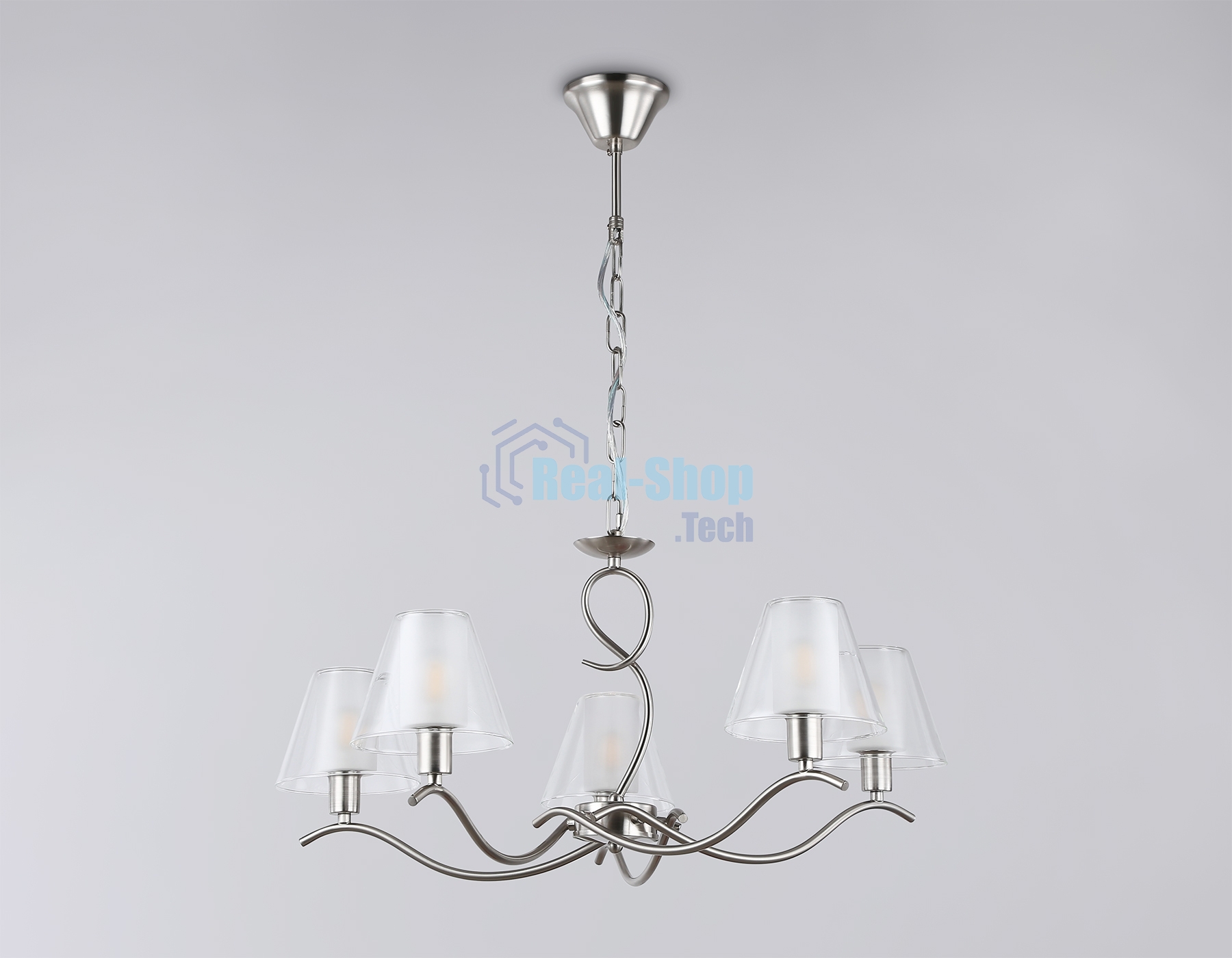 Люстра Ambrella light LH57081/5 SN/FR никель/белый матовый E14/5 max 40W D690*790