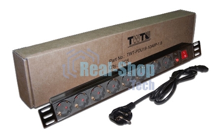 Блок распределения питания Lanmaster TWT-PDU19-10A8P-3.0 гор.размещ. 8xSchuko базовые 10A Schuko 3м