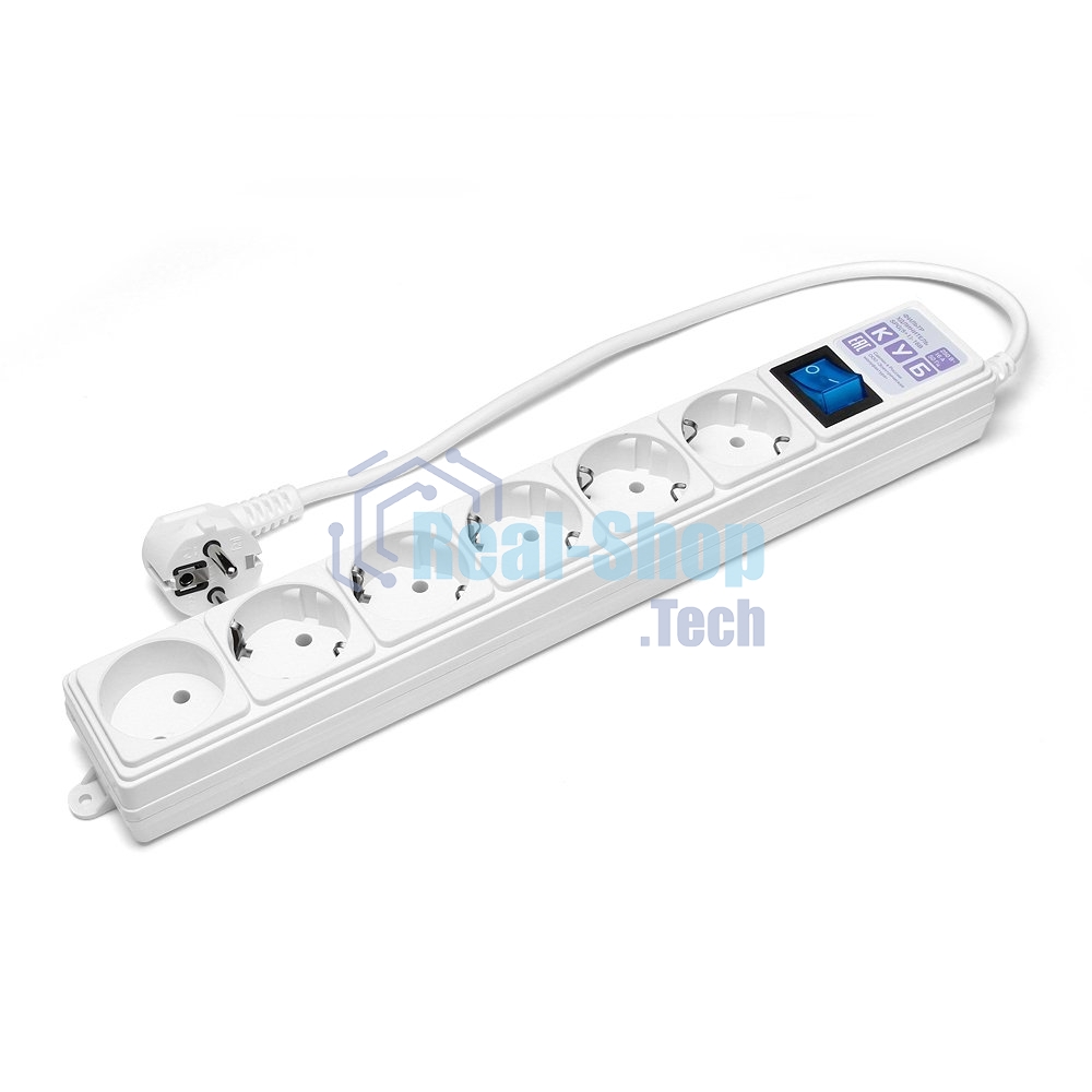 Сетевой фильтр PowerCube Фильтр-удлинитель (SPG(5+1)-16B-0,5M) 6 розеток, 0,5 м,16А/3,5 кВт, белый