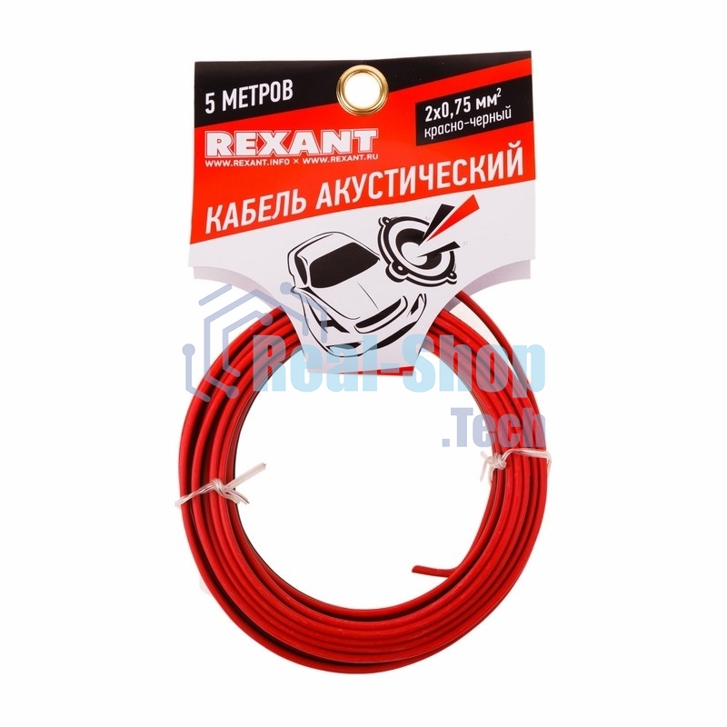 Кабель акустический Rexant 2х0,75 м м², красно-черный, мини-бухта 5 м