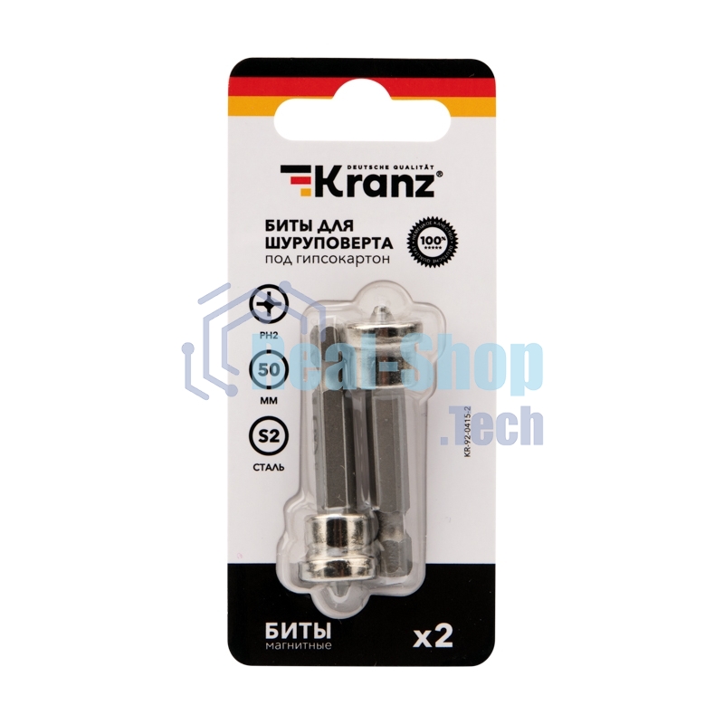 Бита для шуруповерта Kranz PH2х50 мм под гипсокартон (2 шт./уп.)