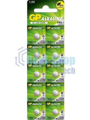 Батарейка GP Alkaline 192 (G3, LR41), алкалиновая, 1 шт., в блистере (отрывной блок), 192-2CY, 4891199015533
