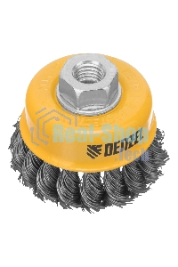 Щетка для УШМ Denzel 75 мм, М14, чашка, крученая нержавеющая проволока 0,5 мм