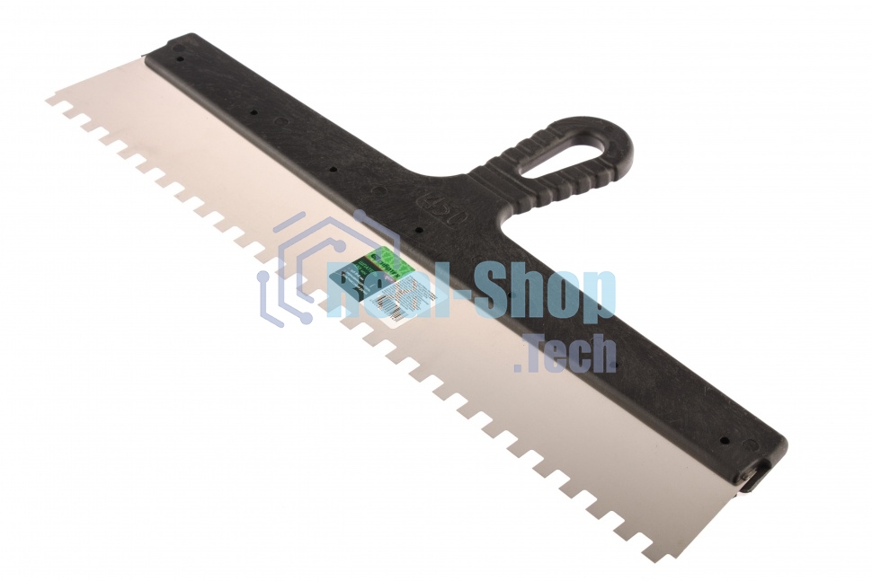 Шпатель Сибртех из нержавеющей стали,450 мм,зуб 8x8 мм,пластмассовая ручка