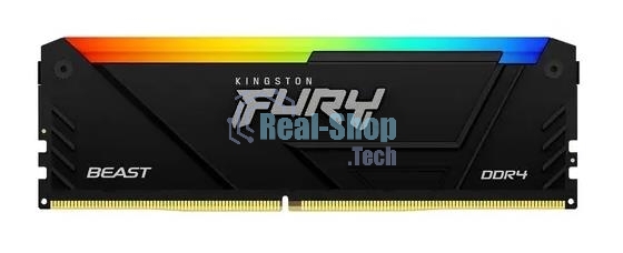 Оперативная память Kingston Fury Beast, DDR4, 16GB (1x16GB), 3600MHz, CL18, DIMM, с радиатором, RGB, черный
