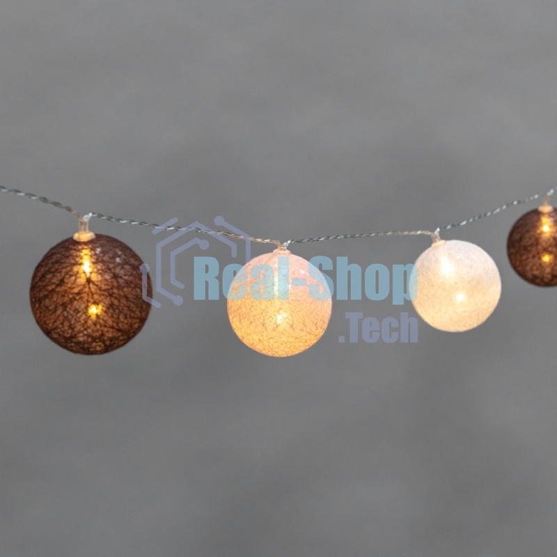 Тайские фонарики Neon-night Вельвет 3,5 м, 20 LED, прозрачный ПВХ, теплый белый, питание USB