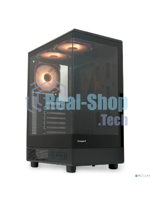 Компьютерный корпус HSPD F510, Panoramic Mid Tower, черный, TG, 0.5 SPCC, 3x120мм ARGb ATX, mATX, mITX 180/280/160мм 1x2.5