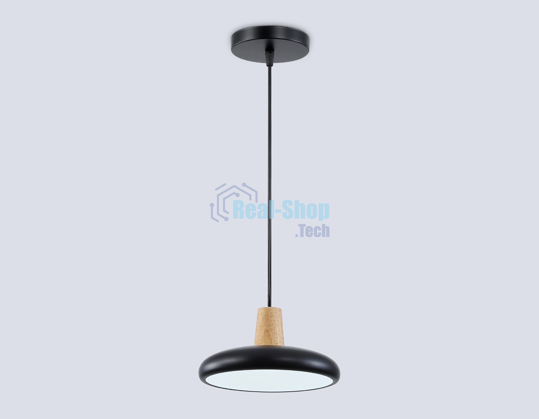 Светильник Ambrella light FL4839 BK/WD черный/дерево 24W 3000-6000K D200*800 (без ПДУ)