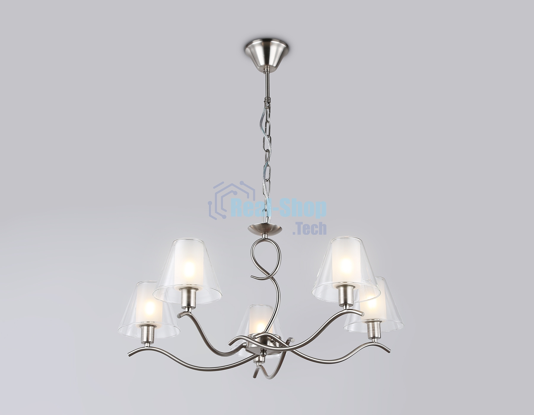 Люстра Ambrella light LH57081/5 SN/FR никель/белый матовый E14/5 max 40W D690*790