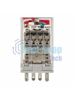 Реле промежуточное RPAt 22/4 5А 230В AC с кнопкой и мех. индикацией AVERES EKF rpat-22-4-230AC