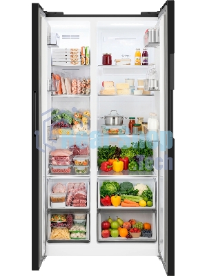 Холодильник Weissgauff WSBS 550 Built-in NoFrost Inverter черный двухкамерный 325/190л морозилка сбоку, No Frost, Side by Side