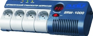 Стабилизатор RUCELF SRW-1000-D 1000ВА, диапазон 140-270,однофазный,управление релейное, дисплей,точность 220+-6%, КПД 98%.
