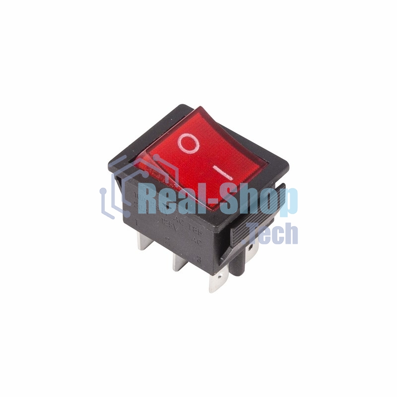 Выключатель клавишный Rexant 250V 15А (6с) ON-ON красный с подсветкой