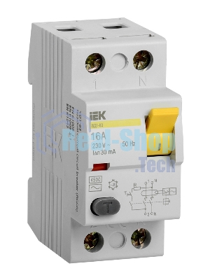 Выключатель дифференциального тока (УЗО) 2п 16А 30мА тип AC ВД1-63 ИЭК MDV10-2-016-030