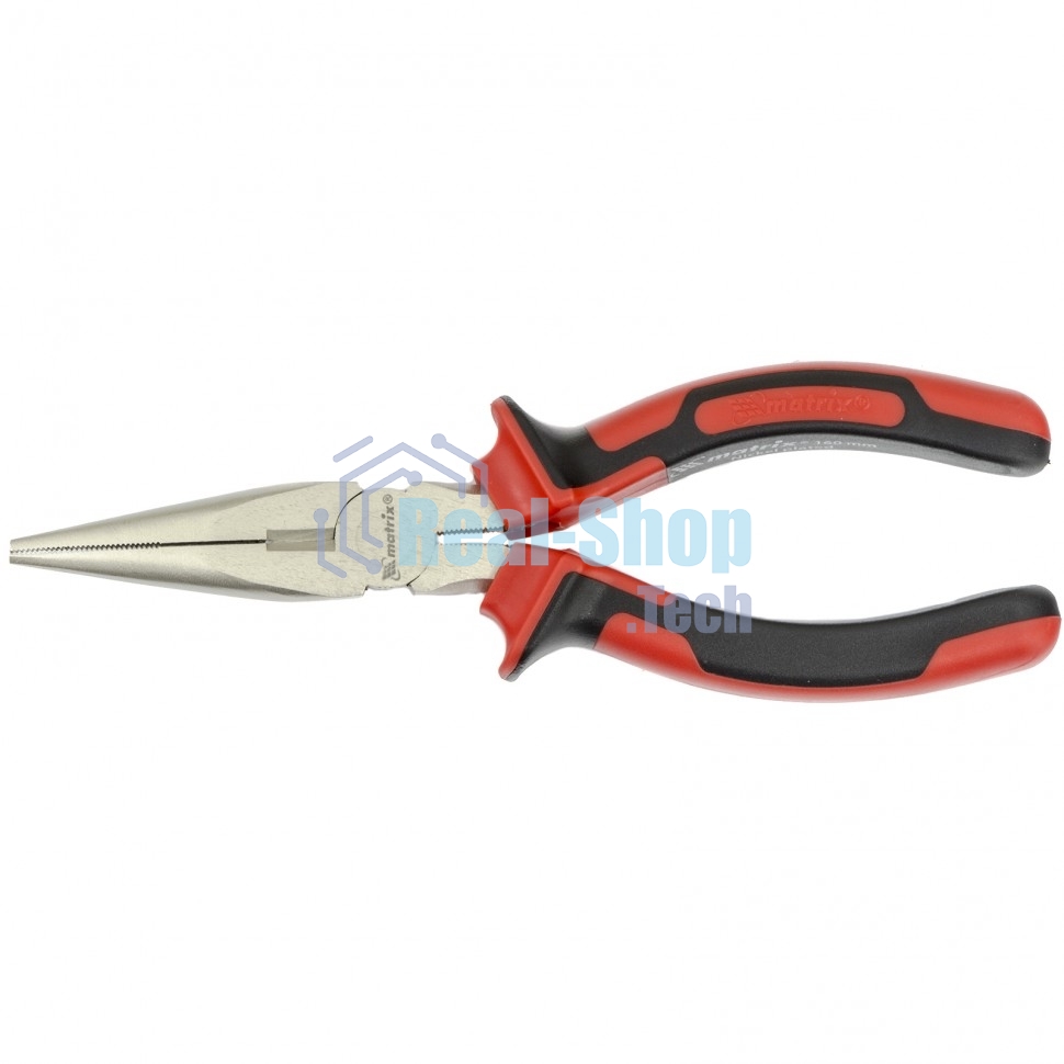 Длинногубцы Matrix NICKEL, 160 мм, прямые никелированные, двухкомпонентные рукоятки