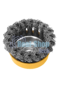 Щетка для УШМ Denzel 75 мм, М14, чашка, крученая нержавеющая проволока 0,5 мм