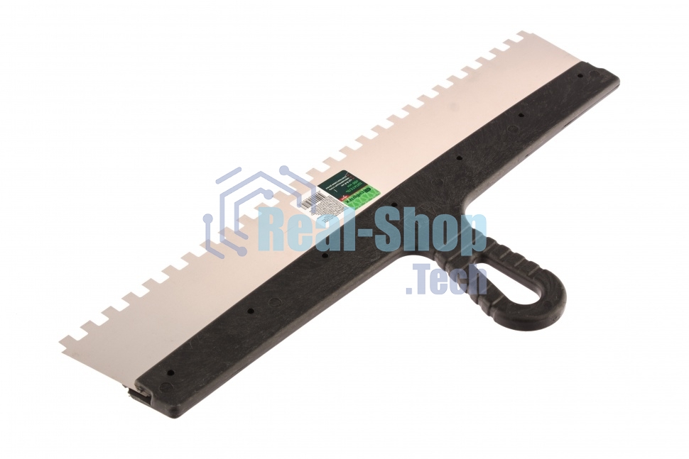 Шпатель Сибртех из нержавеющей стали,450 мм,зуб 8x8 мм,пластмассовая ручка