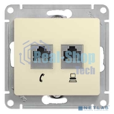 Механизм розетки комп. 2-м Glossa RJ45+RJ45 кат. 5е беж. SchE GSL000285KK