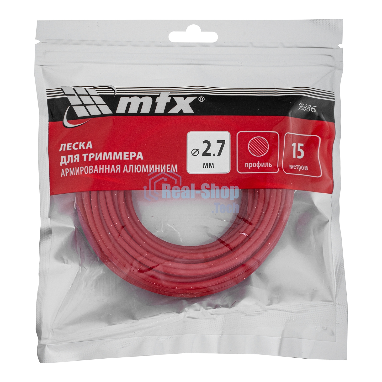 Леска для триммера MTX армированная алюминием круглая 2,7 мм х 15 м
