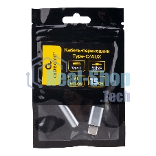 Кабель-переходник AUX Cablexpert CCA-UC3.5F-AL Type-C(M)/Jack3.5(F), алюминий+нейлон.оплётка, 0.15м, пакет