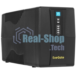 Источник бесперебойного питания ExeGate Power NB-650.LED.AVR.4C13 (650VA/390W, LED, AVR, 4*C13, батарея 12V 7Ah, черный)