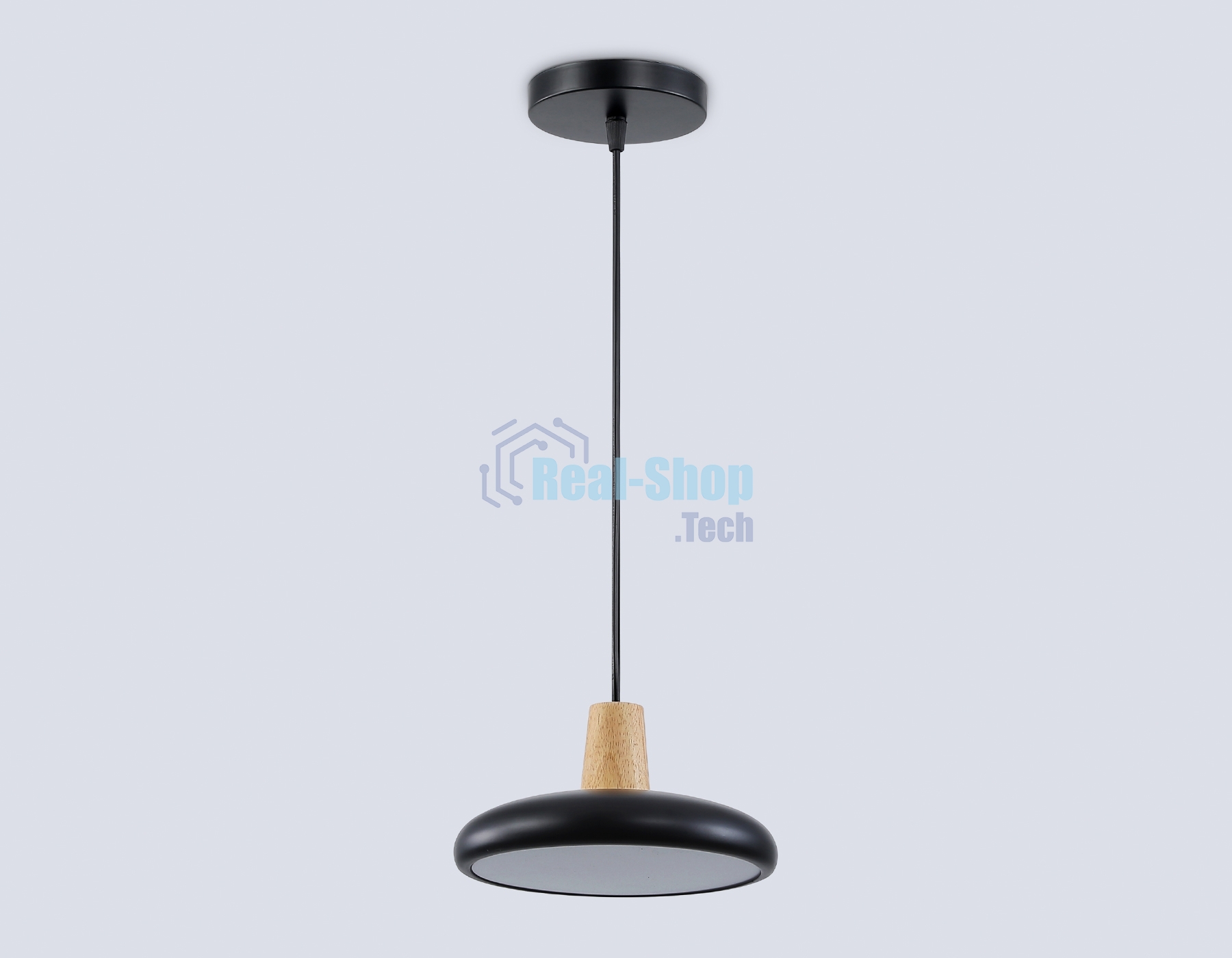 Светильник Ambrella light FL4839 BK/WD черный/дерево 24W 3000-6000K D200*800 (без ПДУ)