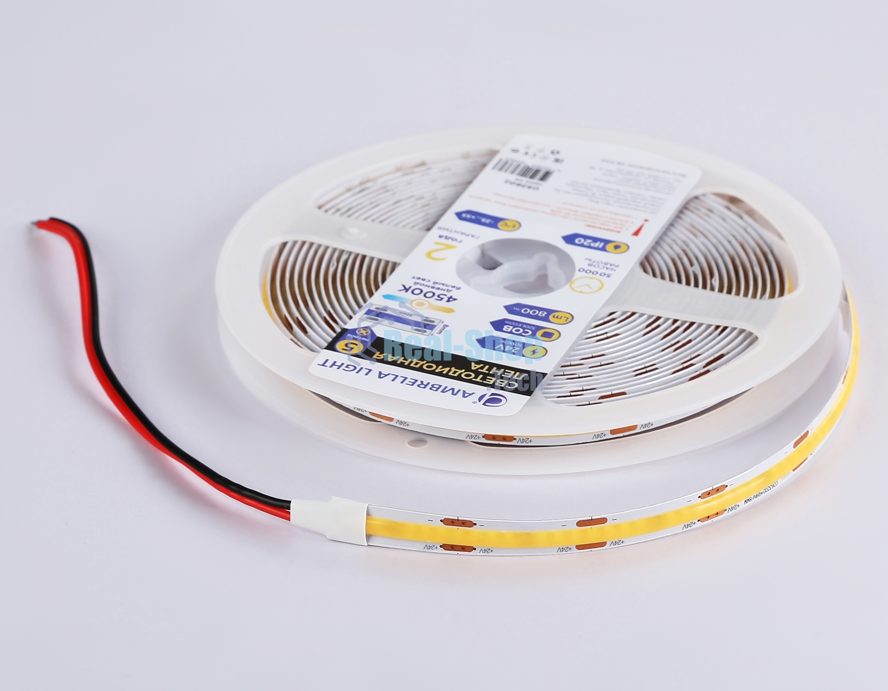 Светодиодная лента Ambrella light GS4652 COB 320Led/ 10W m/ 24V IP20 4500K/ 5000*8*1.54mm (2 конт.)