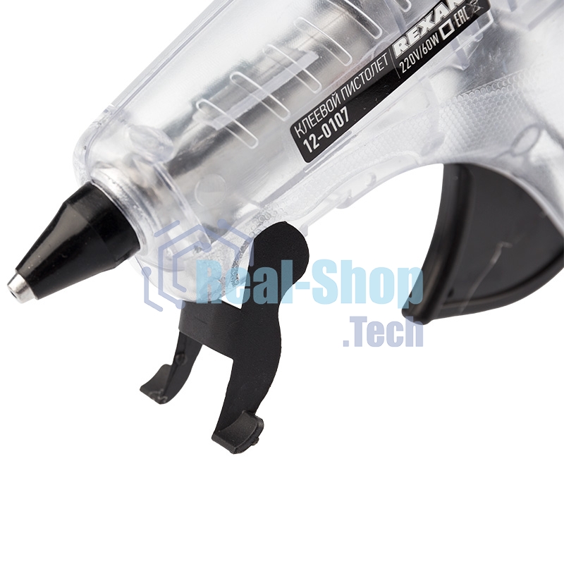 Пистолет клеевой Rexant, 60 Вт, Ø11 мм, ПРОЗРАЧНЫЙ корпус, с кнопкой, блистер