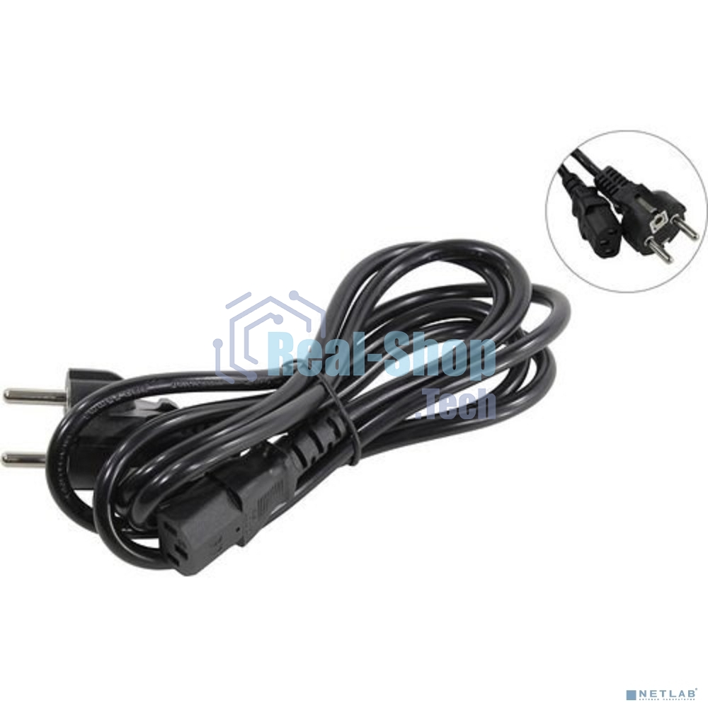 Кабель питания ExeGate Power PC-1,8P (Евровилка Schuko->С13) VDE-250V-3*0.75-CU, 10A, черный, 1.8м