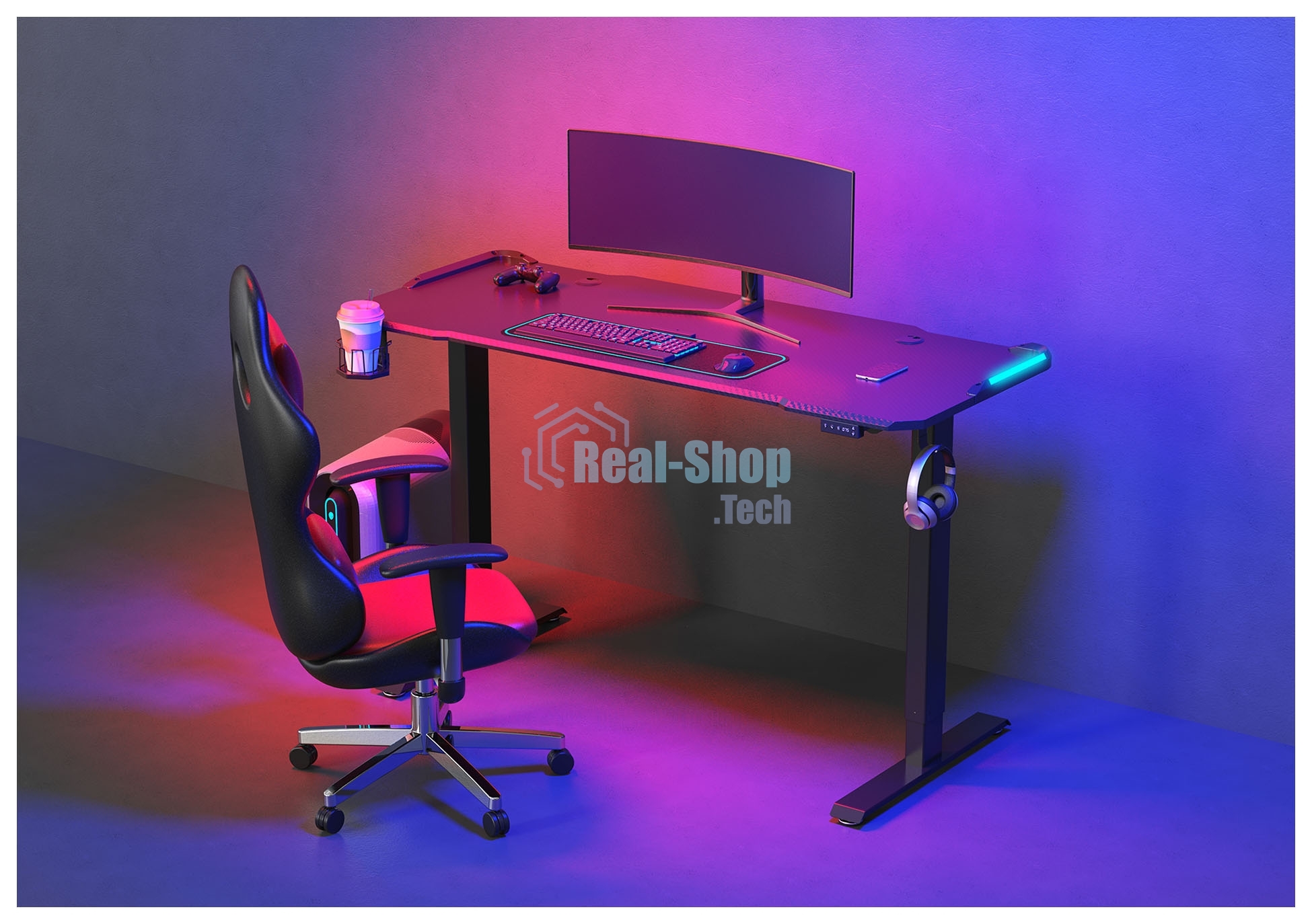 Стол игровой Cactus CS-EDL-GbK столешница МДФ черный, каркас черный