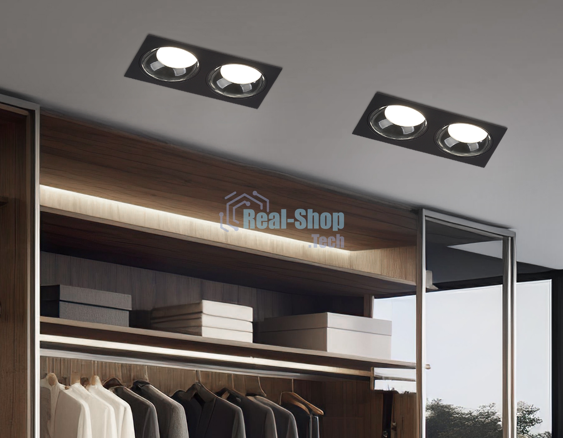 Светильник Ambrella light TN52344/2 SBK/GBK черный песок/черный глянец GX53 max 12W 220*115*25